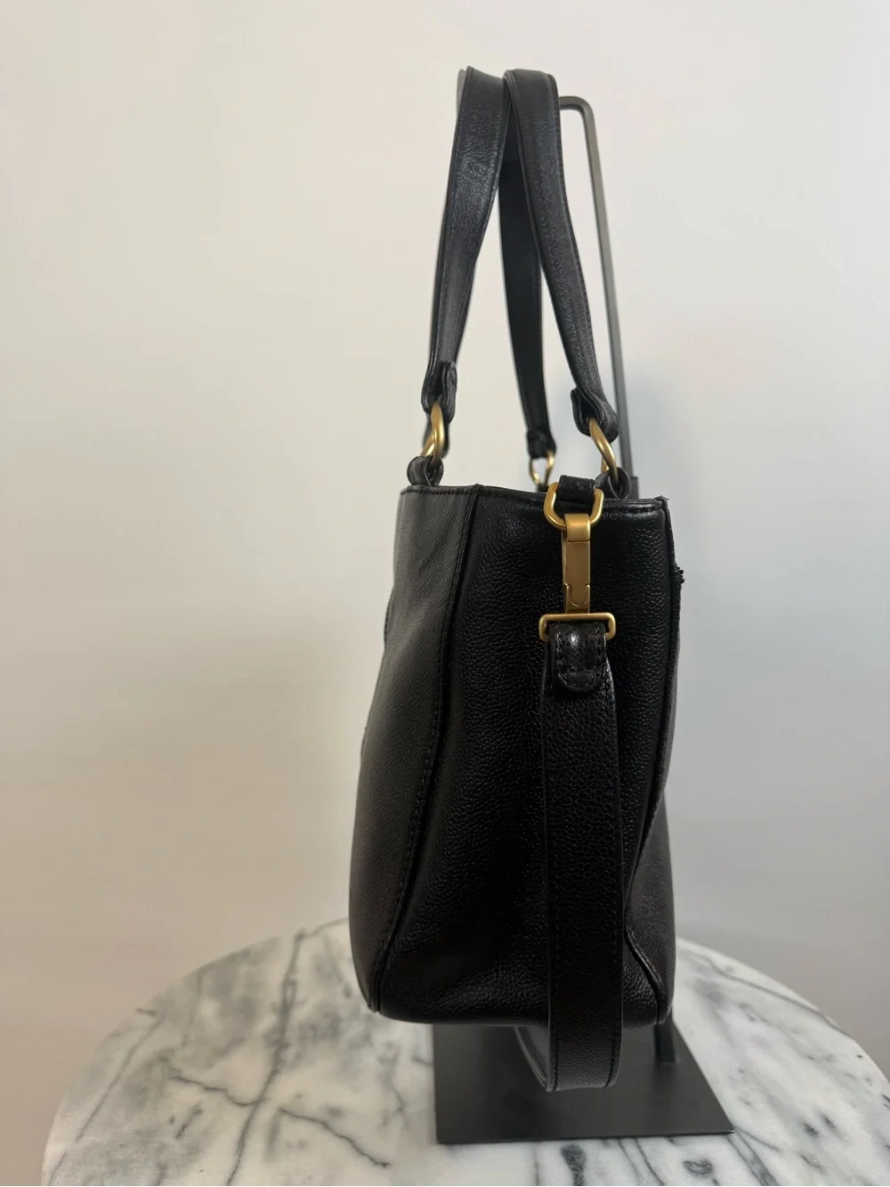 Chanel Black Caviar Leather CC Convertible 2WAY Tote Bag w/ GHW
